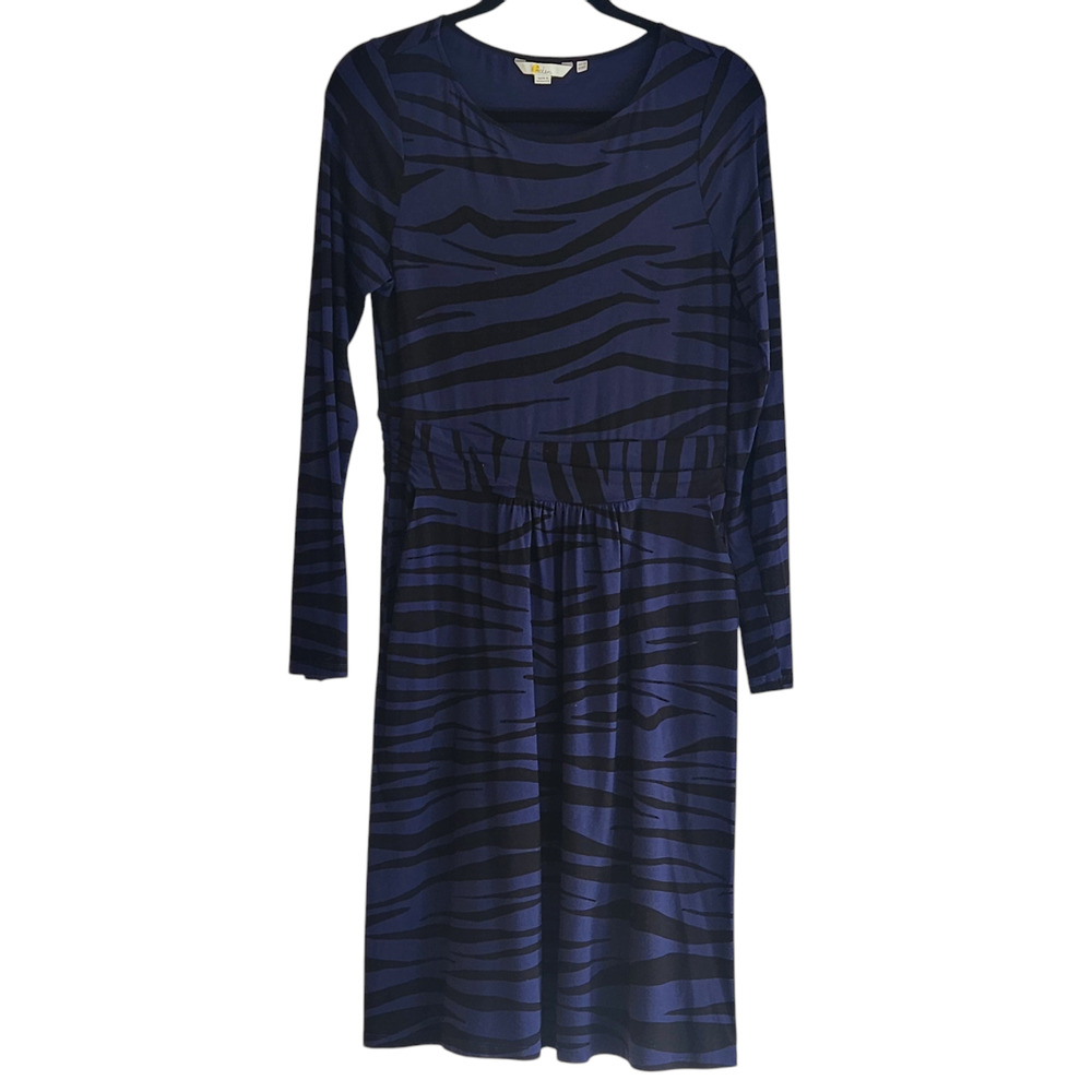 Boden Abigail Zebra Print Jersey Dress, Long sleeve sz 8 Sash waist, knee length
